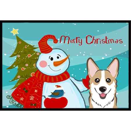 Jensendistributionservices Snowman With Sable Corgi Indoor & Outdoor Mat, 24 x 36 in. MI2556856